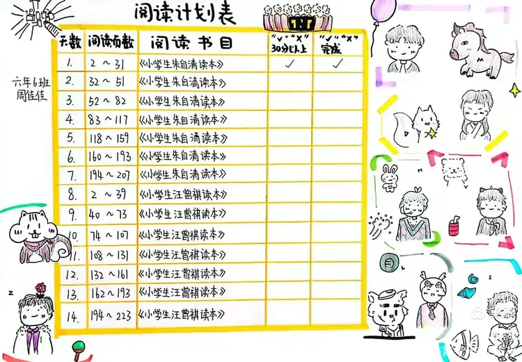 怎样制作一张阅读计划表